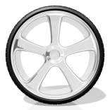 Фото Одно колесо автомобиля на белом фоне 3d иллюстрация